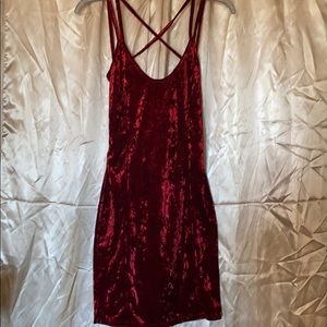 Elegant Backless Velvet Dress in Rich Red